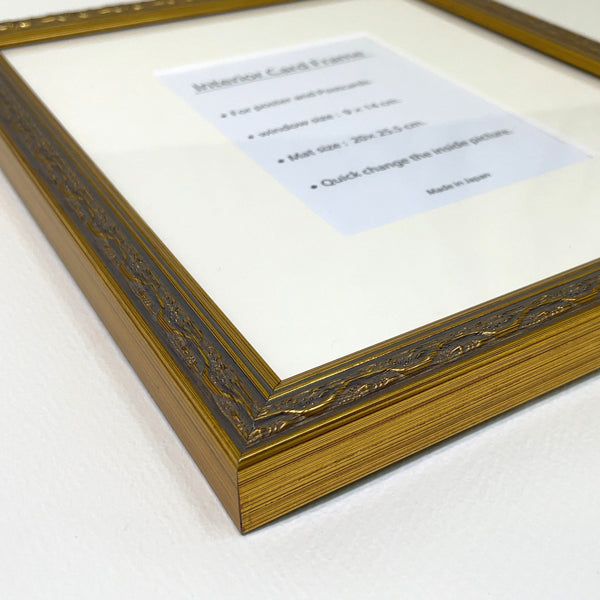 Picture Frame, Postcard Matted Inch Frame, Antique Gold, Wall Hanging, Office Interior, Original