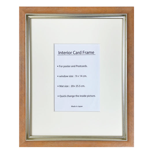 Picture Frame, inch frame with mat for postcards, khaki stain, wall hanging, office decor, original