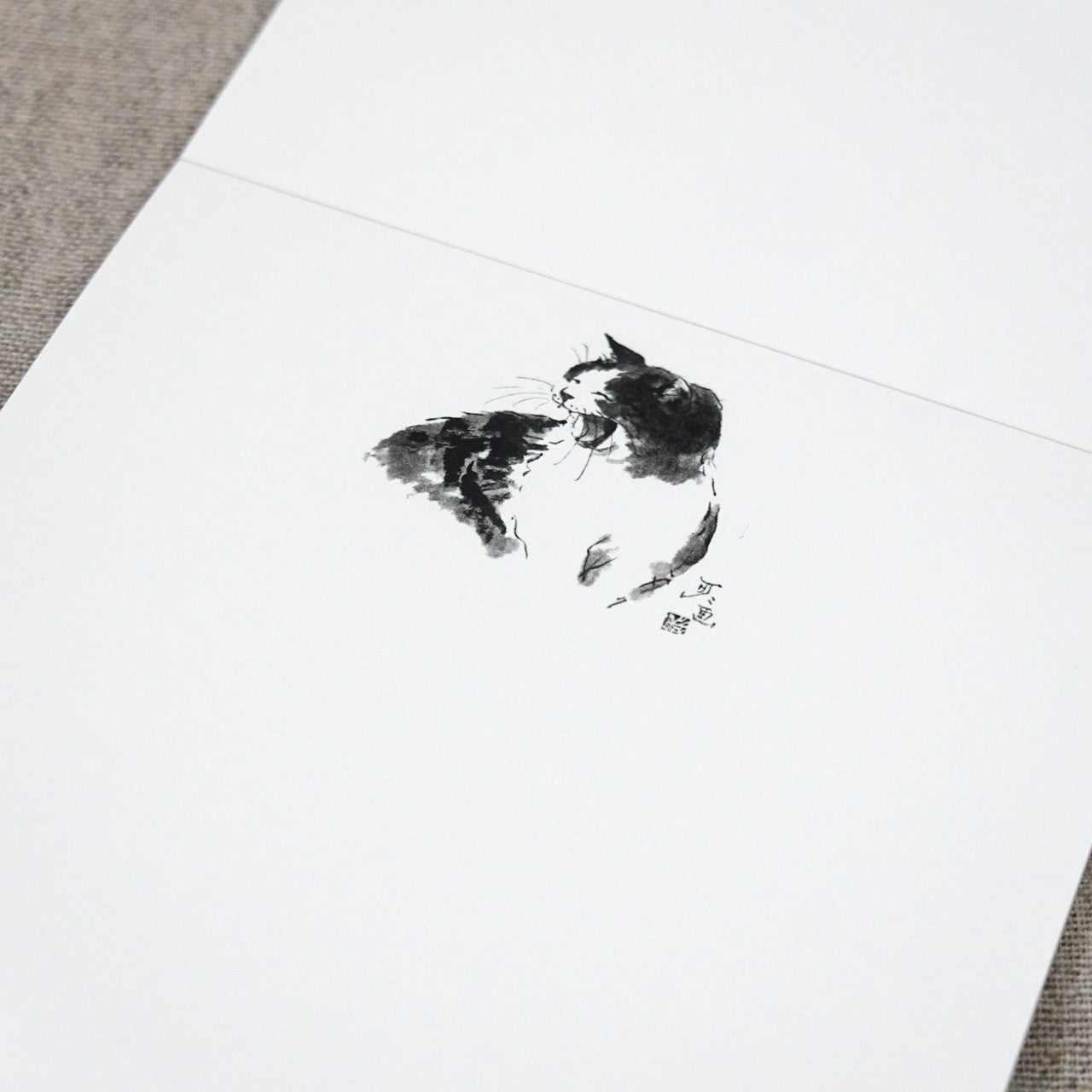 A6一筆箋 中浜稔「笑い」三十枚綴り 30枚 猫墨絵作家 和風
