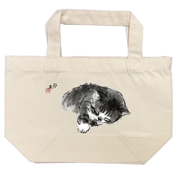 ランチトート 中浜稔「寝すがた右手 」猫墨絵作家 カバン 手さげバッグ