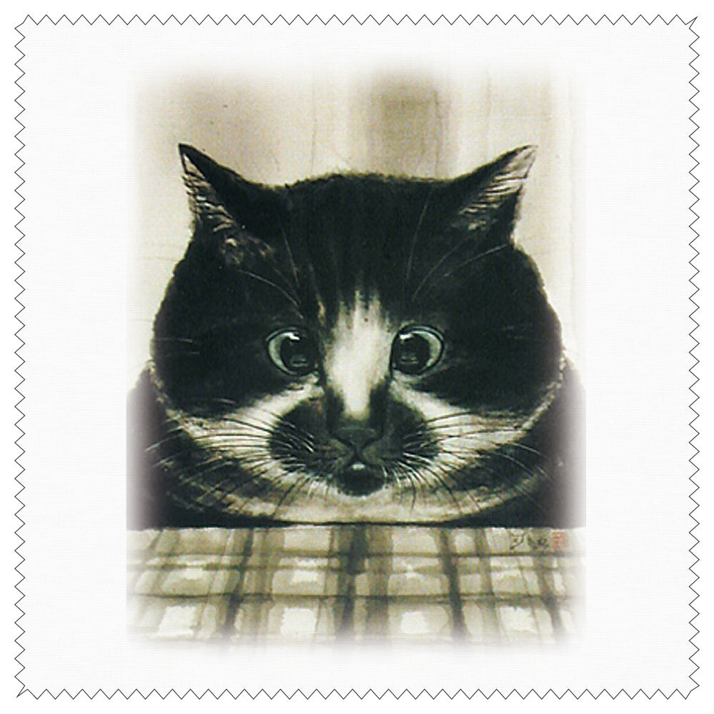 クリーニングクロス 中浜稔「サンマ」メガネ拭き レンズクリーナー 猫墨絵作家 眼鏡用品