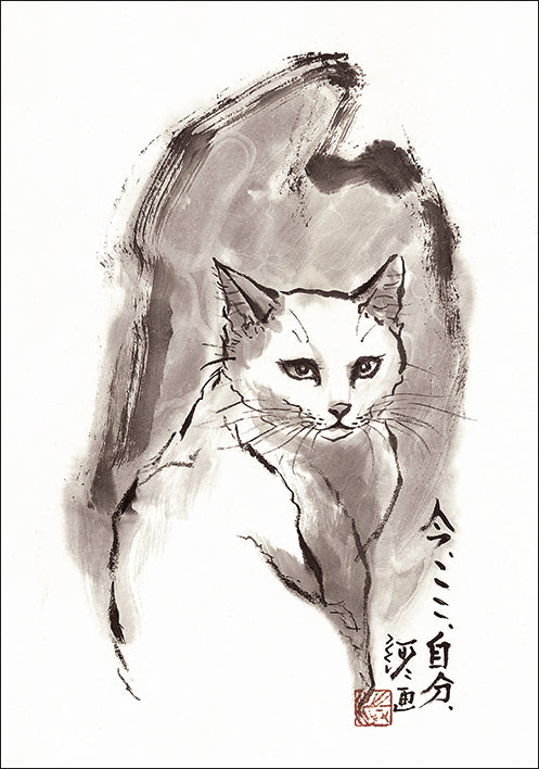 ポストカード6枚セット5 中浜稔 105×150mm 猫墨絵作家 アート 動物 淡路市立中浜稔猫美術館