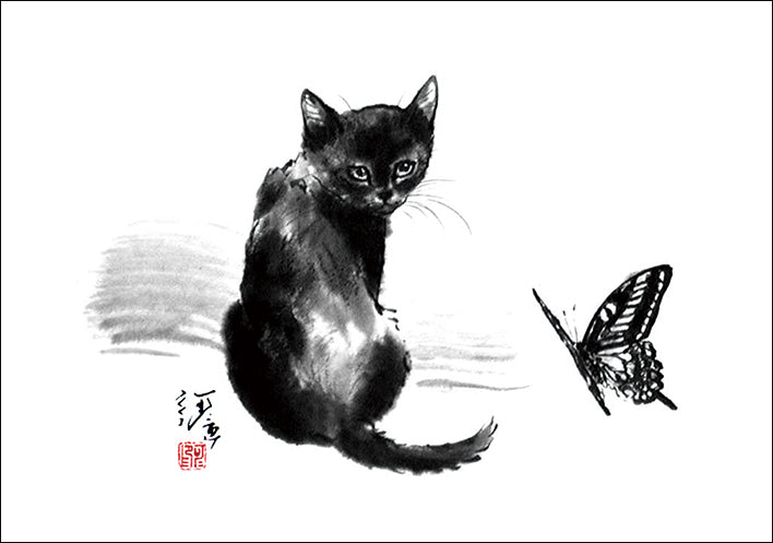ポストカード6枚セット6 中浜稔 105×150mm 猫墨絵作家 アート 動物 淡路市立中浜稔猫美術館