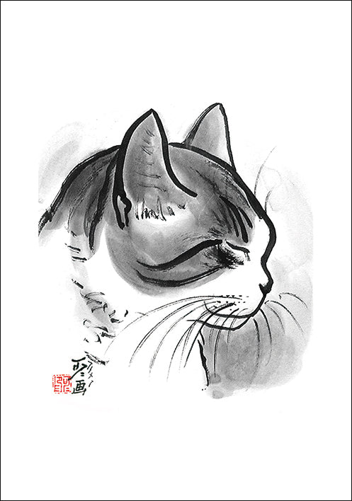 ポストカード6枚セット6 中浜稔 105×150mm 猫墨絵作家 アート 動物 淡路市立中浜稔猫美術館
