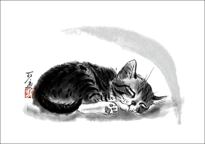 ポストカード6枚セット7 中浜稔 105×150mm 猫墨絵作家 アート 動物 淡路市立中浜稔猫美術館