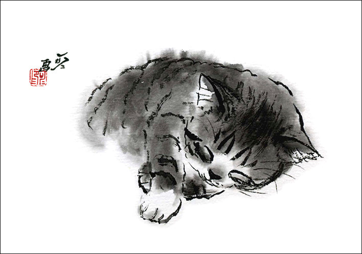 ポストカード6枚セット7 中浜稔 105×150mm 猫墨絵作家 アート 動物 淡路市立中浜稔猫美術館