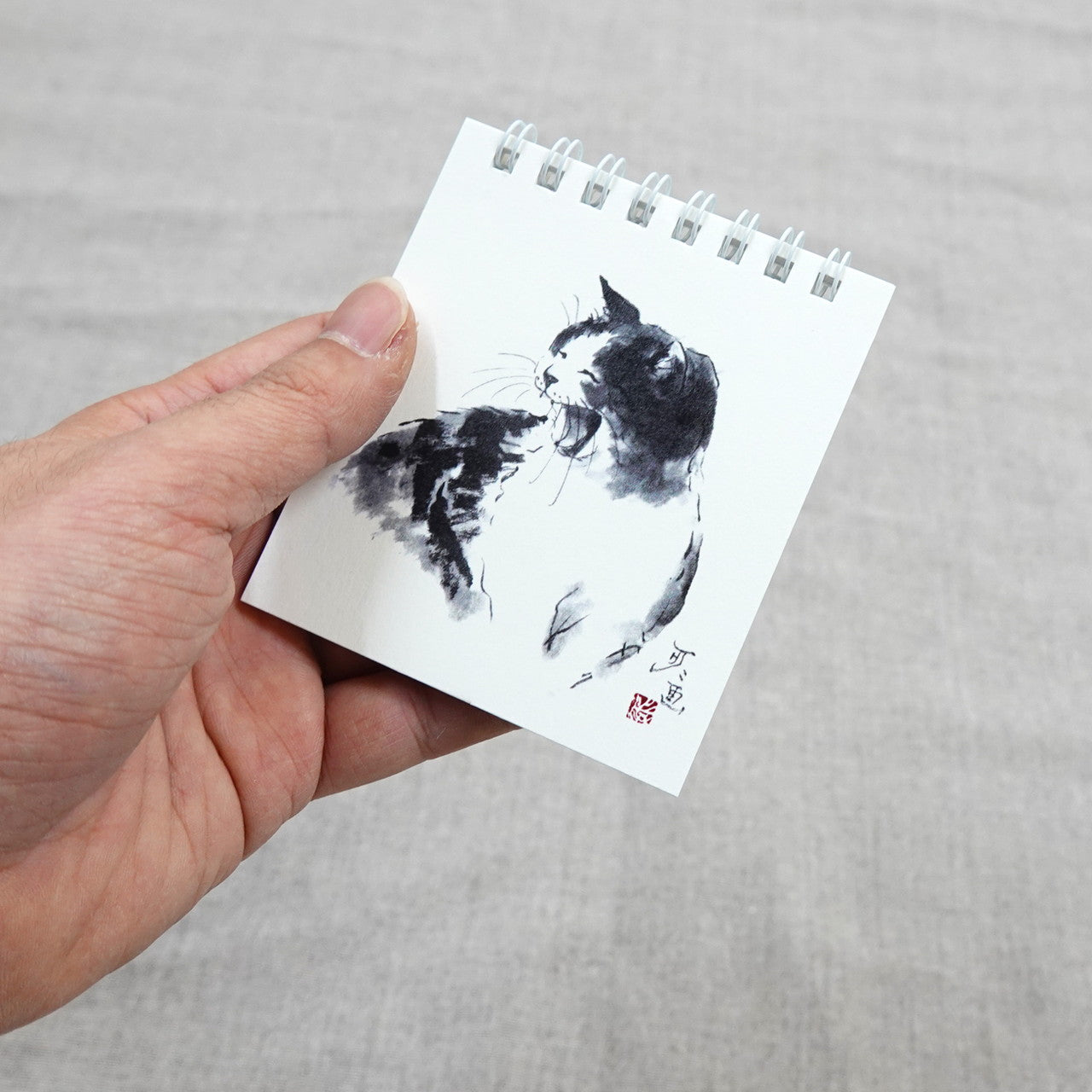 クイックメモ 中浜稔「笑い」罫線 墨絵猫作家 小さい メモ帳 ノート
