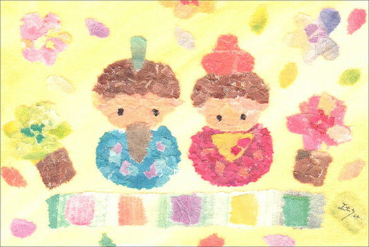 Postcard marron125 "Hina Doll" 100 x 150 mm Illustrator Watercolor Hinamatsuri Cute