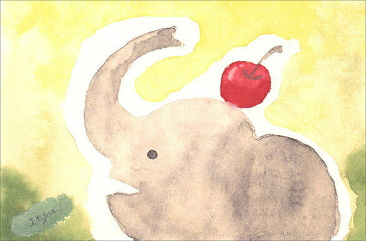 Postcard marron125 "Elephant that brings happiness" 100 x 150 mm Illustrator Watercolor Elephant Animal Cute