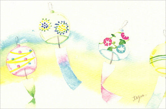 Postcard marron125 "Swaying Wind Chimes" 100 x 150 mm Illustrator Watercolor Summer Scenery Cute