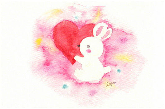 Postcard marron125 "Rabbit in love" 100 x 150 mm Illustrator Watercolor Rabbit Animal Heart Cute