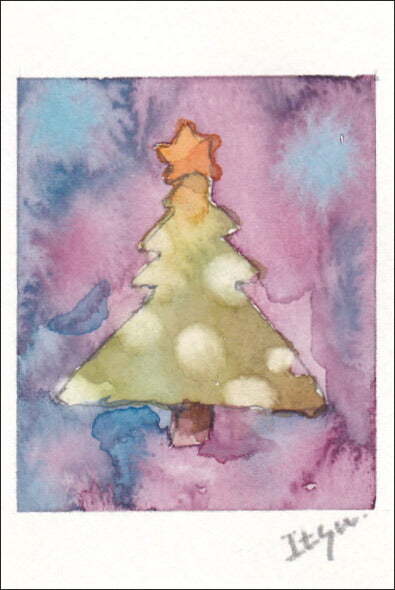 Postcard marron125 Christmas "Christmas Tree" 100 x 150 mm Tree Star Stylish Watercolor Picture Postcard