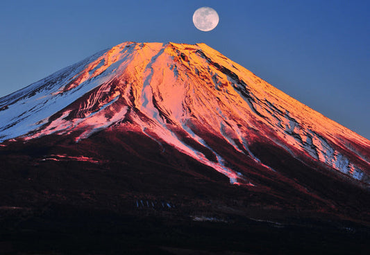 ポストカード 日本風景「月と富士山」105×150mm カラー写真 観光内 名所 郵便はがき