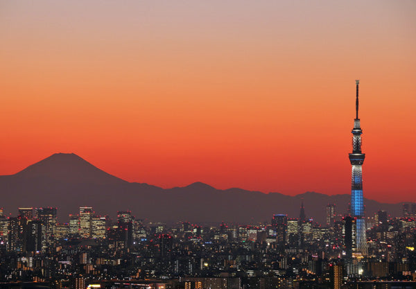 ポストカード 日本風景「夕焼けの東京と富士山」105×150mm カラー写真 観光内 名所 郵便はがき