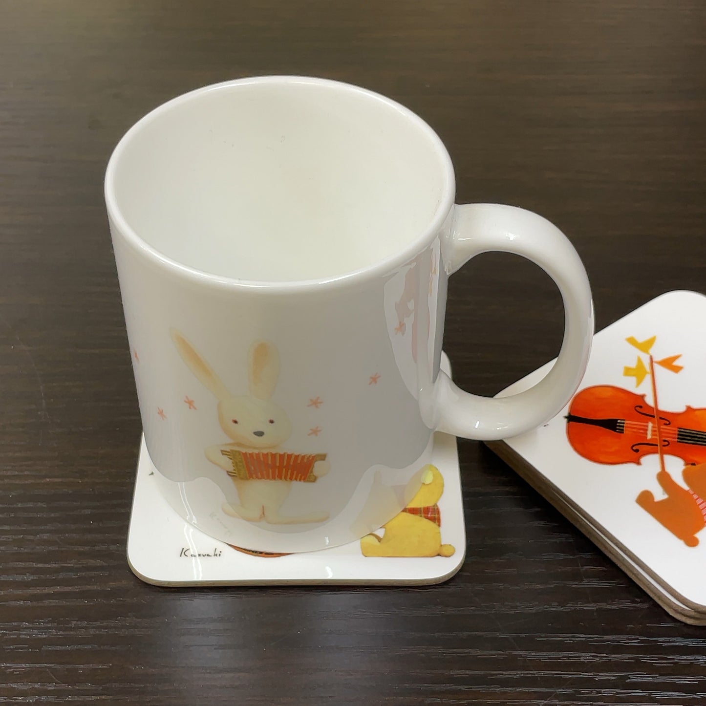 Coasters set of 4 1 Kazuaki Yamada 90 x 90 mm Picture book author Animal Musical instrument pattern Kitchen supplies