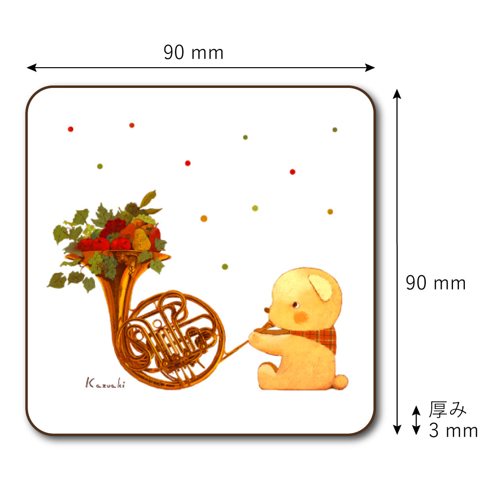 Coasters set of 4 1 Kazuaki Yamada 90 x 90 mm Picture book author Animal Musical instrument pattern Kitchen supplies