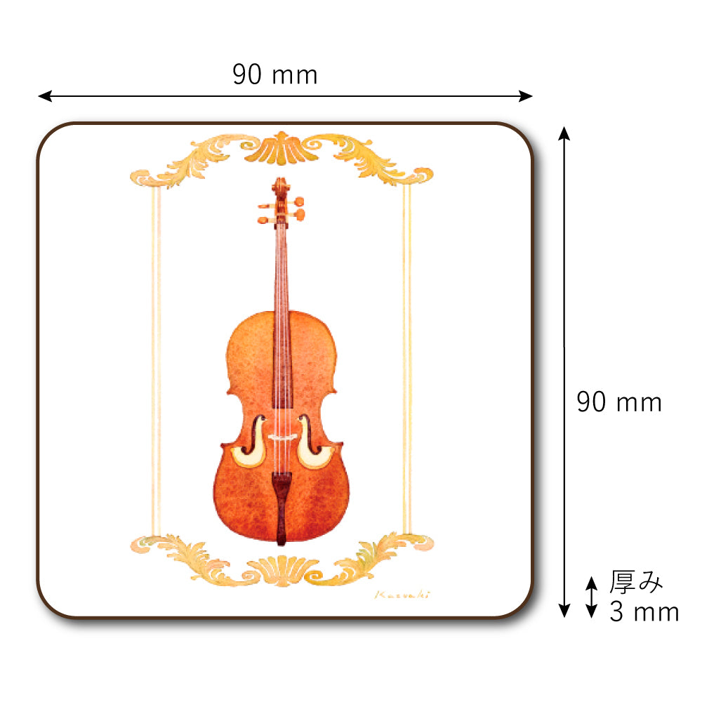 Coaster set of 4 3 Kazuaki Yamada 90 x 90 mm Picture book author Musical instrument pattern Kitchen supplies