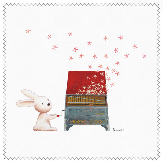 クリーニングクロス 山田和明「うさぎオルガン」150×150mm 絵本作家 動物 楽器