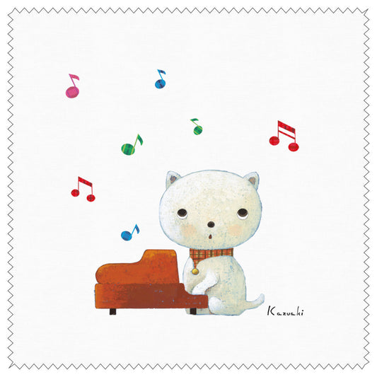Cleaning Cloth Kazuaki Yamada "Cat Piano" 150 x 150 mm Picture Book Author Glasses Cleaner Animal Musical Instrument