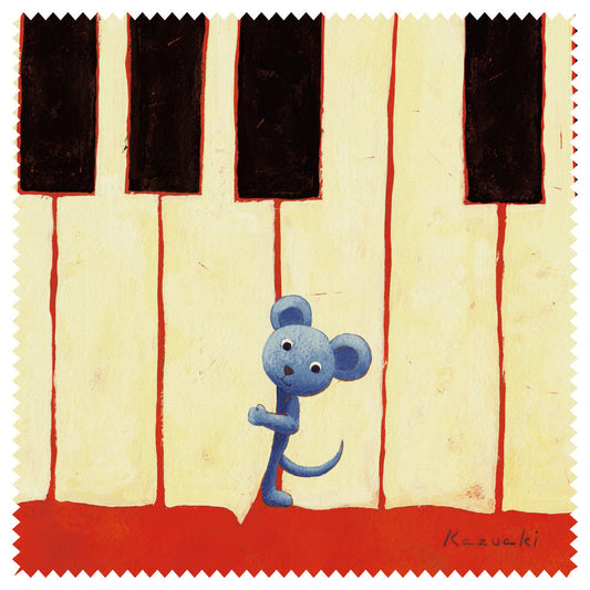 Cleaning Cloth Kazuaki Yamada "Shiawase no Refrain" 150 x 150 mm Picture Book Author Glasses Cleaner Animals Piano Musical Instruments