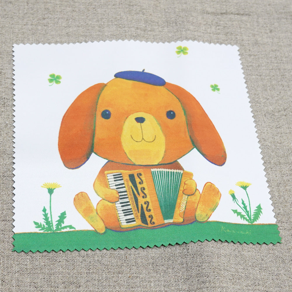 クリーニングクロス 山田和明「たれ耳うさぎのロップくん」150×150mm」絵本作家 メガネ拭き 動物 楽器