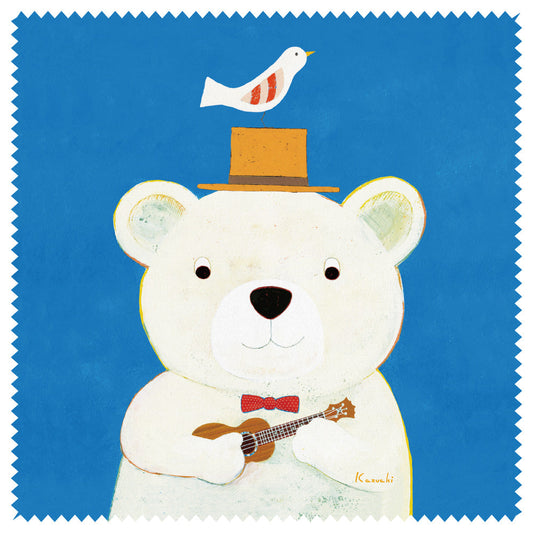 Cleaning Cloth Kazuaki Yamada "My Ukulele" 150 x 150 mm Picture Book Author Glasses Cleaner Animal Polar Bear Musical Instrument