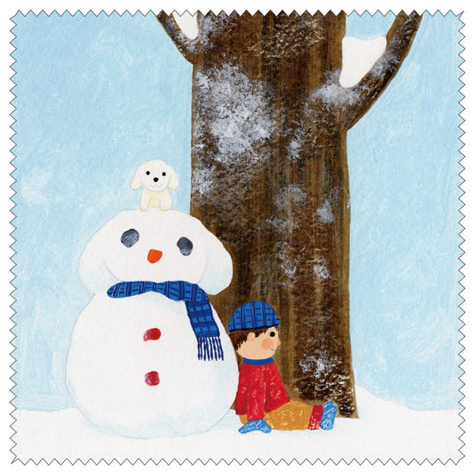 Cleaning cloth Kazuaki Yamada "On a snowy day, I am a snowman" 150 x 150 mm Glasses cleaning cloth Lens cleaner Picture book author Watercolor painting