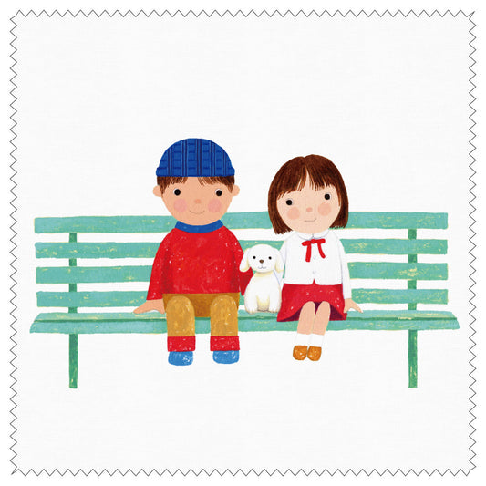 Cleaning cloth Kazuaki Yamada "On a snowy day, I'm a friend" 150 x 150 mm Glasses cleaning cloth Lens cleaner Picture book author Watercolor painting