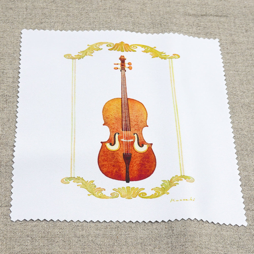 クリーニングクロス 山田和明「さえずり」150×150mm メガネ拭き レンズクリーナー」絵本作家 水彩画 音楽 バイオリン 楽器