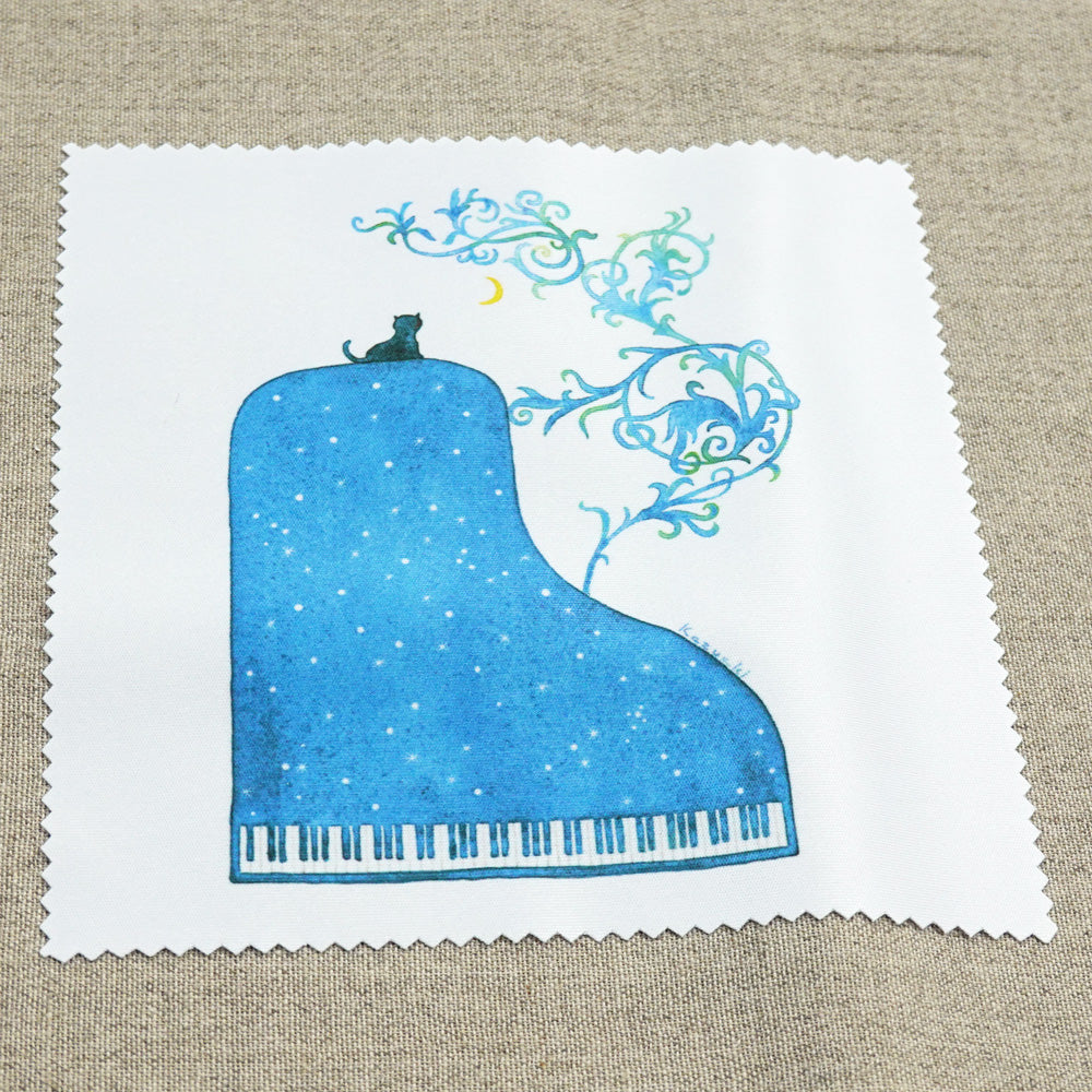 クリーニングクロス 山田和明「夜の樹」150×150mm メガネ拭き レンズクリーナー」絵本作家 水彩画 音楽 ピアノ 楽器