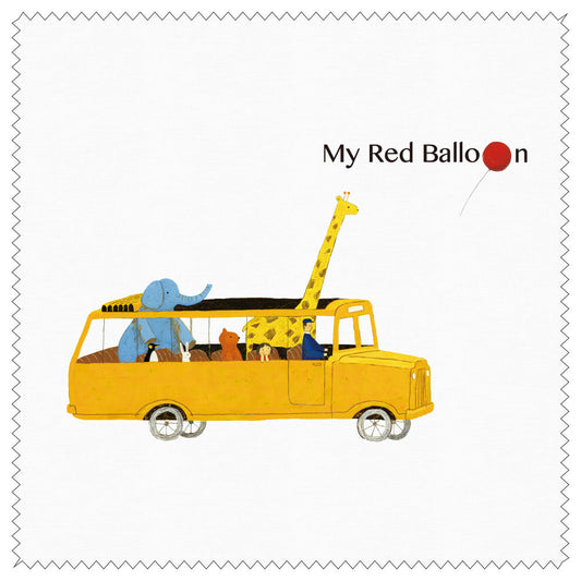 Cleaning Cloth Kazuaki Yamada "My Red Balloon" 150 x 150 mm Glasses Cleaner Balloon Bus Picture Book Author Animal