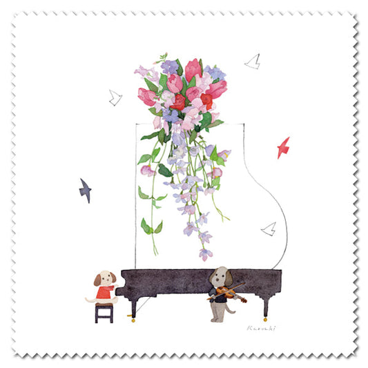 Cleaning Cloth Kazuaki Yamada "When Happiness Sprinkles" 150 x 150 mm Picture Book Author Animals Musical Instruments