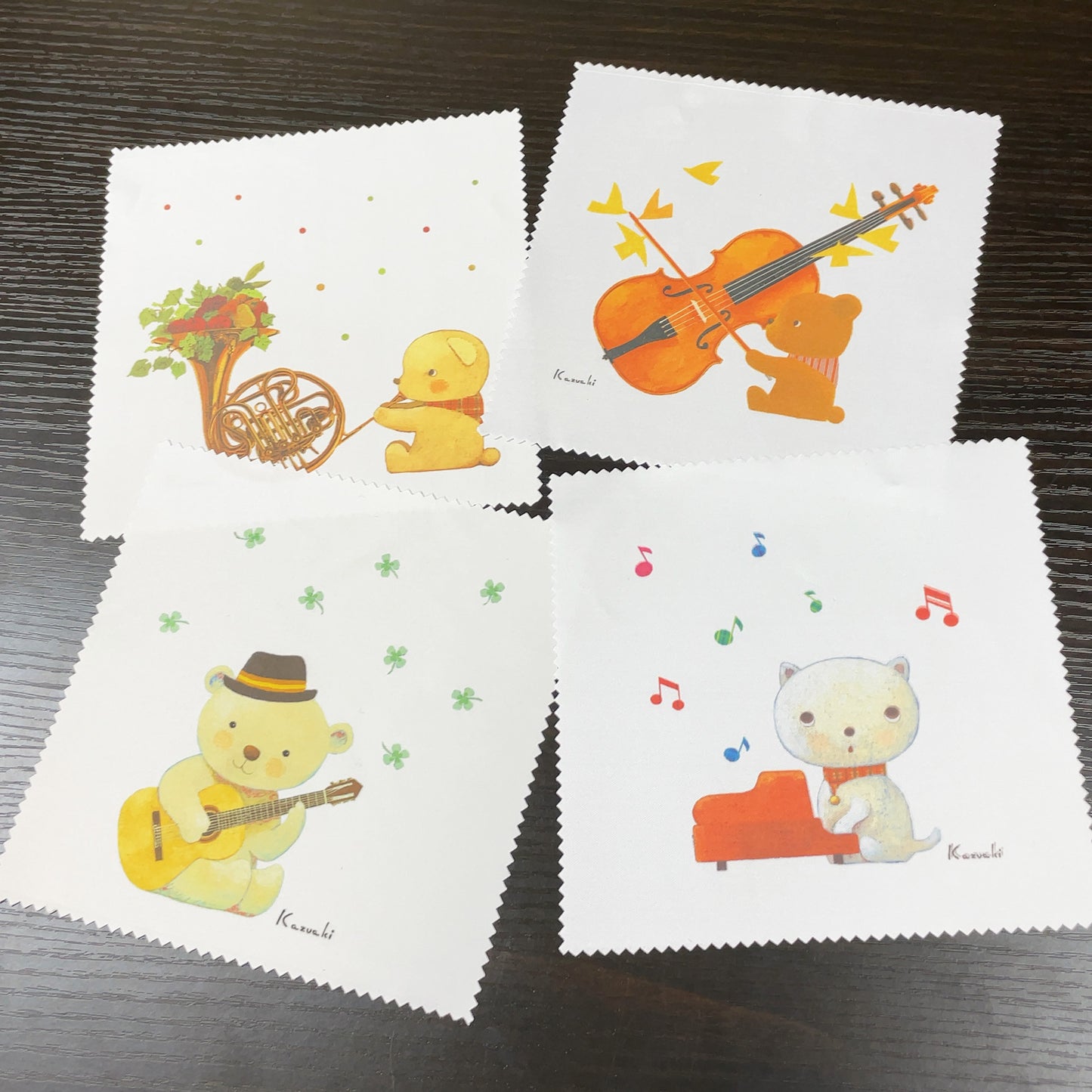 Cleaning Cloth Set of 4 1 Kazuaki Yamada 150 x 150 mm Picture Book Author Animal Musical Instrument Pattern
