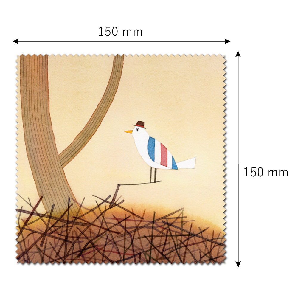 クリーニングクロス4枚セット4 山田和明 モノポの巣 150×150mm 鳥 絵本作家 楽器柄