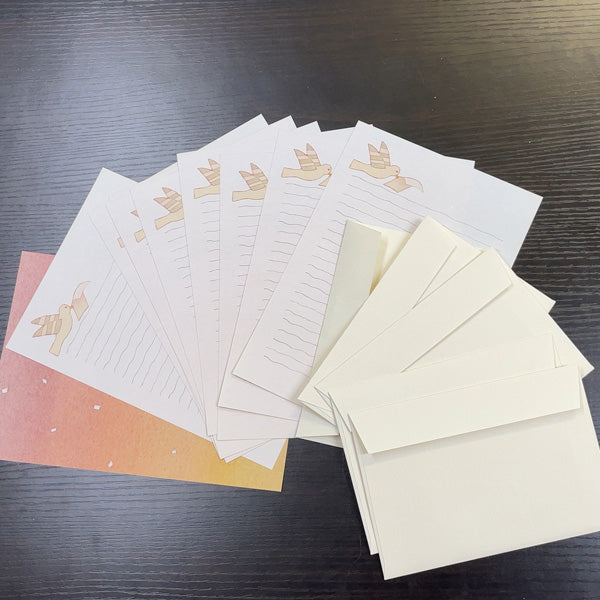 Letter set by Kazuaki Yamada, Monopo no Su "Fly Up to the Sky" illustration, 10 sheets of letter paper, 5 envelopes
