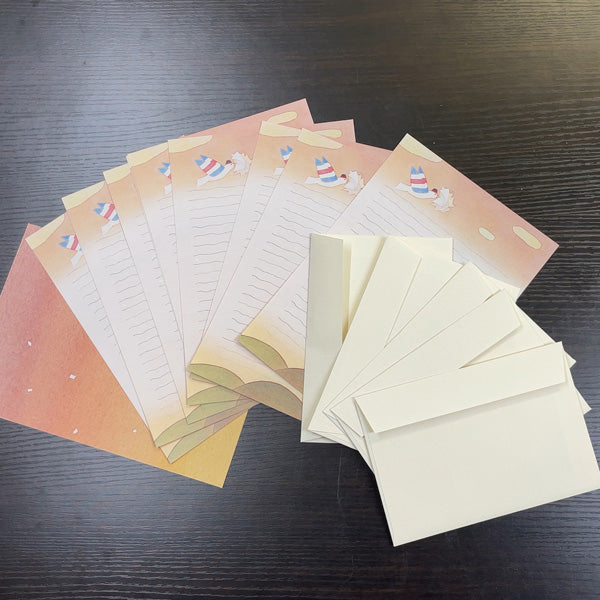 Letter set by Kazuaki Yamada, Monopo no Su "The Other Side of Happiness" illustration, 10 sheets of letter paper, 5 envelopes