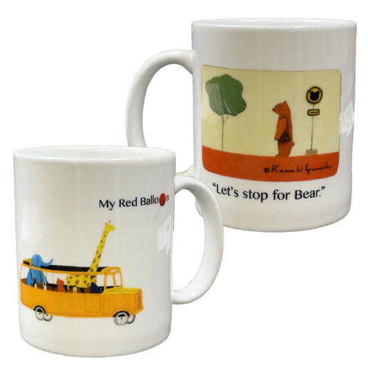 Mug by Kazuaki Yamada "My Red Balloon Balloon Bus" Picture book author Teacup Animal pattern