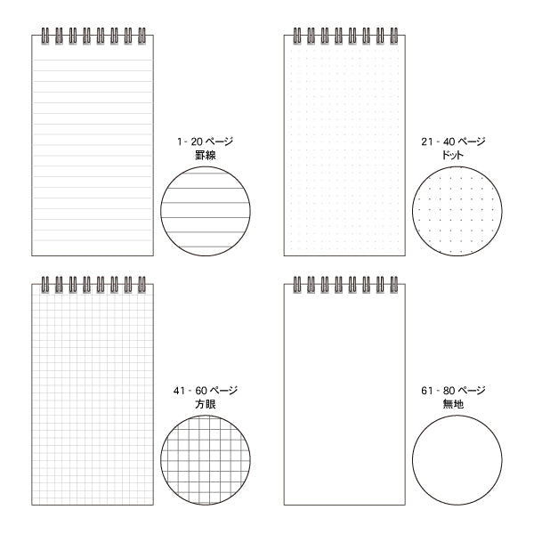 Multi-notebook by Kazuaki Yamada Monopo no Su "Tatsumu" Ruled lines, dots, grid, plain, illustration, memo pad
