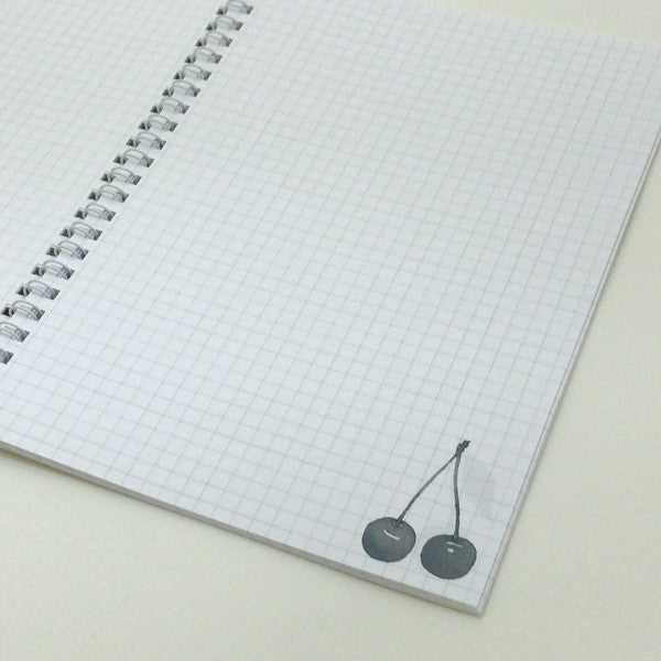 A5 Ring Notebook Kazuaki Yamada "Eight Cherries" 60P Picture Book Author Animals Musical Instruments Stationery