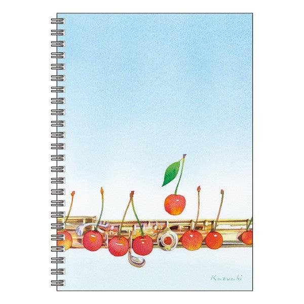 A5 Ring Notebook Kazuaki Yamada "Eight Cherries" 60P Picture Book Author Animals Musical Instruments Stationery