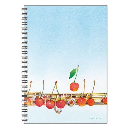 A5 Ring Notebook Kazuaki Yamada "Eight Cherries" 60P Picture Book Author Animals Musical Instruments Stationery
