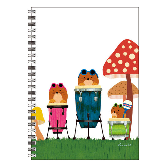 A5 Ring Notebook Kazuaki Yamada "Anne, Petit and Pake" 60 Pages Picture Book Author Animals Musical Instruments Stationery