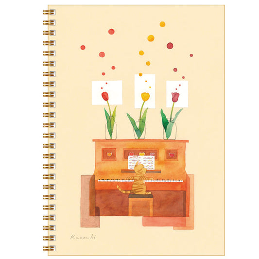 A5 Ring Notebook Kazuaki Yamada "Three Tulips" 60P 100P Picture Book Author Animals Musical Instruments Stationery