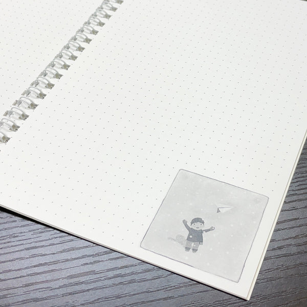 A5 Ring Notebook Kazuaki Yamada "On a Snowy Day I'm a Paper Airplane" 60 Pages Illustrations Picture Book Author Memo Pad Animals Musical Instruments Stationery