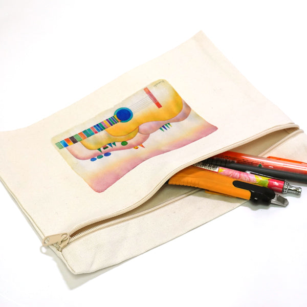 Flat pouch by Kazuaki Yamada "Summer Beyond the Hills" canvas, picture book author, illustration, gift, animal, musical instrument