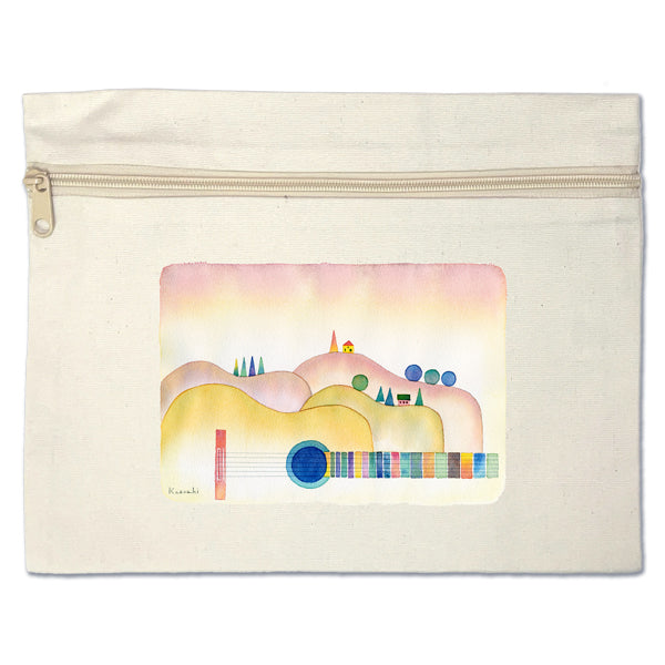 Flat pouch by Kazuaki Yamada "Summer Beyond the Hills" canvas, picture book author, illustration, gift, animal, musical instrument