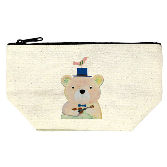 Gusseted pouch by Kazuaki Yamada "My Ukulele" Canvas Picture book author Illustration Gift Animal Musical instrument