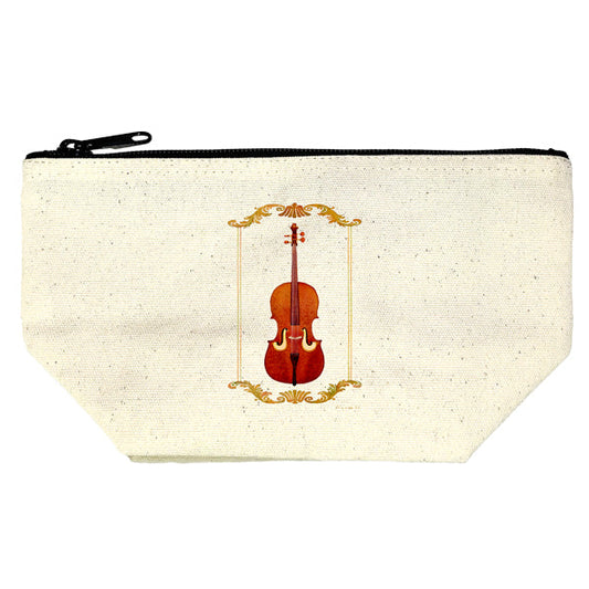 Gusseted pouch by Kazuaki Yamada "Tweeting" on canvas, illustrated by picture book author, gift, animal, musical instrument