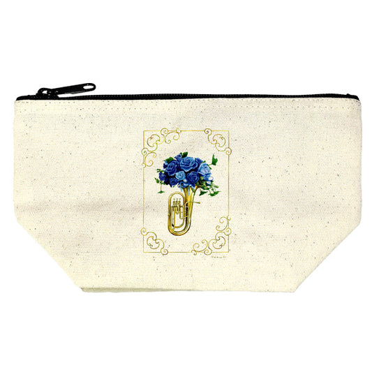 Gusseted pouch by Kazuaki Yamada "Blue Rose" canvas, picture book author, illustration, gift, animal, musical instrument