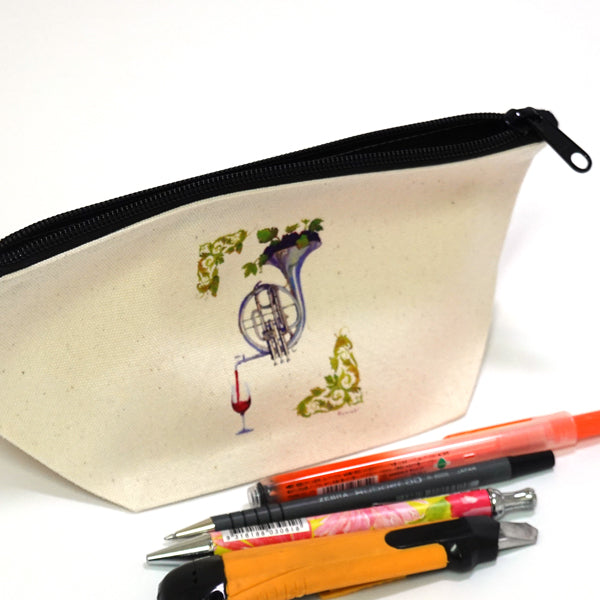 Gusseted pouch by Kazuaki Yamada "Concerto for Wine" Canvas Picture book author Illustration Gift Animal Musical instrument